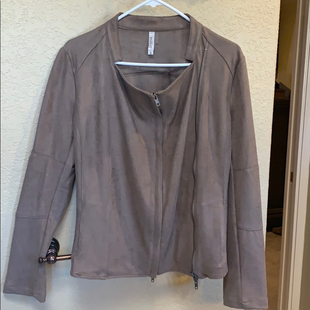Faux short leather jacket